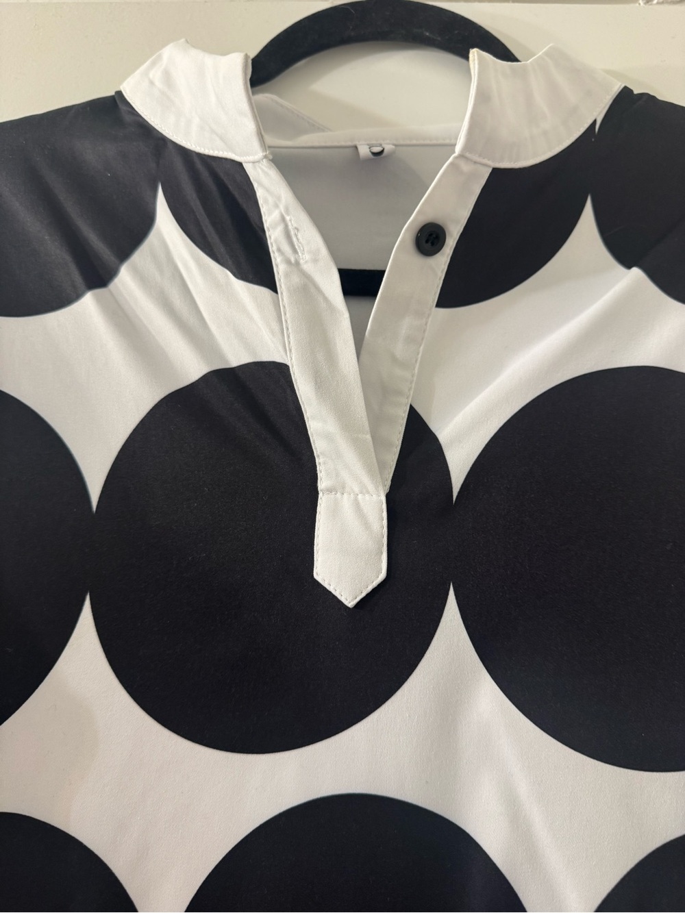 Black & White Polka Dot Midi Dress with Button Placket - Picture 3 of 3